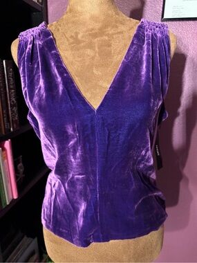 DKNY NWT luxurious velvet royal purple sleeveless top. Whimsigoth dark romance